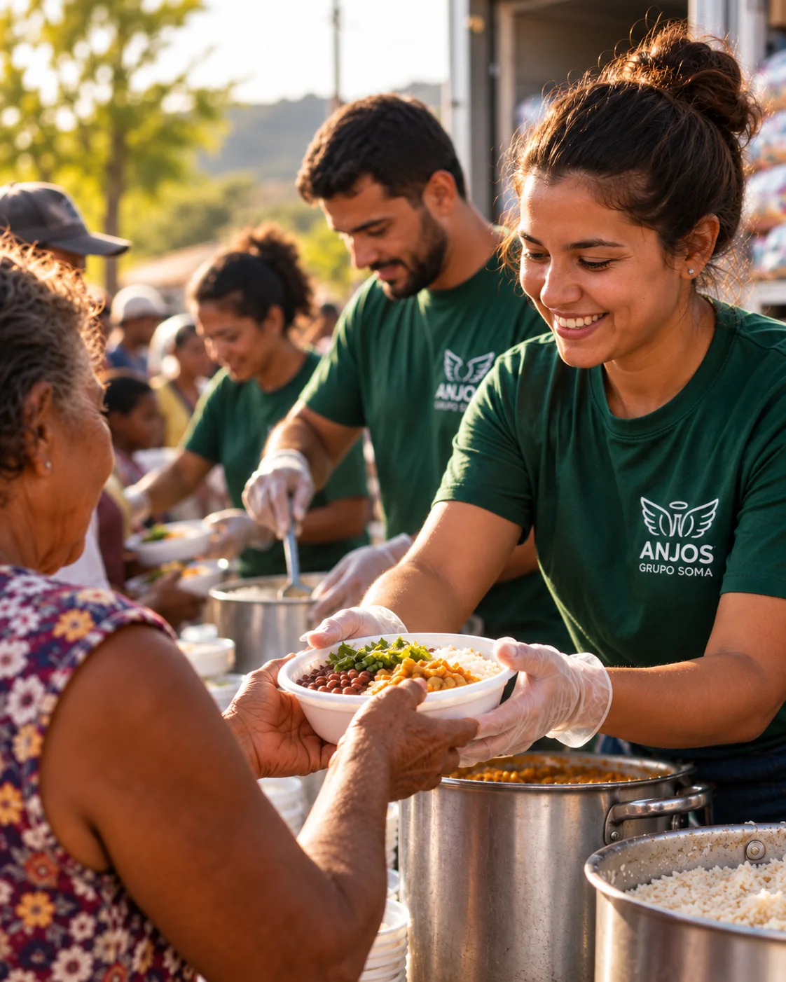 Imagem institucional representando uma ação comunitária de alimentação
